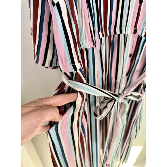 Torrid Midi Stretch Challis Button Shirt Dress Striped Womens Plus Sz 4 (4X /26) - Picture 11 of 16